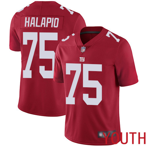 Youth New York Giants 75 Jon Halapio Red Limited Red Inverted Legend Football NFL Jersey